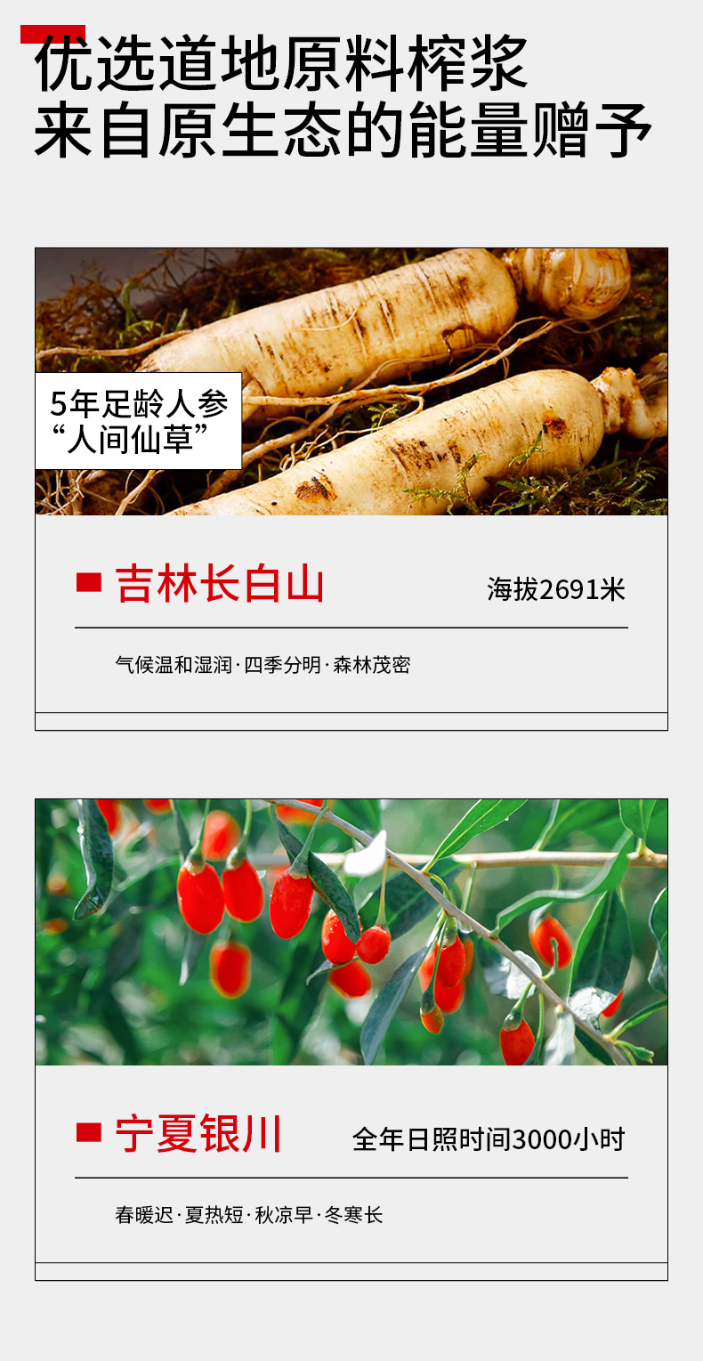 Ginseng Goji Berry Juice Drink Ready to Drink 1.8L 60 Sachets Ningxia Goji quality and texture