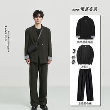 两件套高级感休闲西装外套男春秋季新款韩版帅气西服套装男
