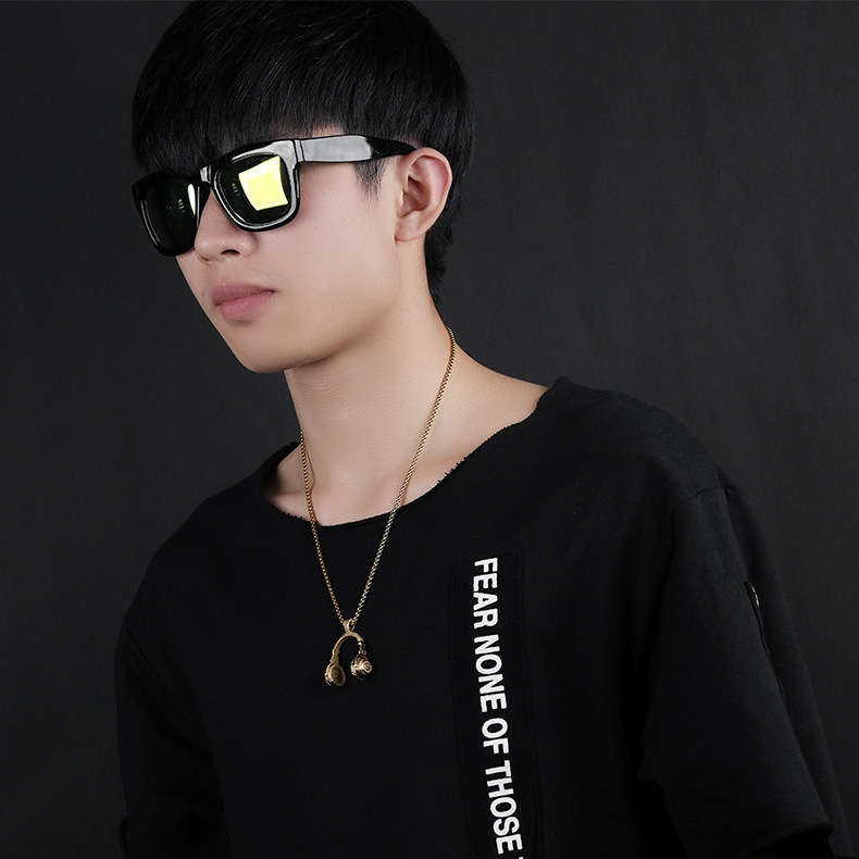 26g Weight Alloy Pendant Material Pendant Necklace Classification Titanium Steel Chain Material Hip-hop Headset Stainless Steel Plating Men's Pendant Necklace