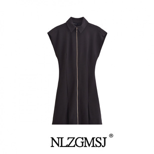 2024 autumn new women's European and American style fashion simple slim zipper mini dress 8748841