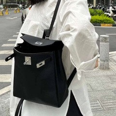 2023新款頭層牛皮TC皮凱莉ado雙肩包高級感百搭休閒通勤小背包潮