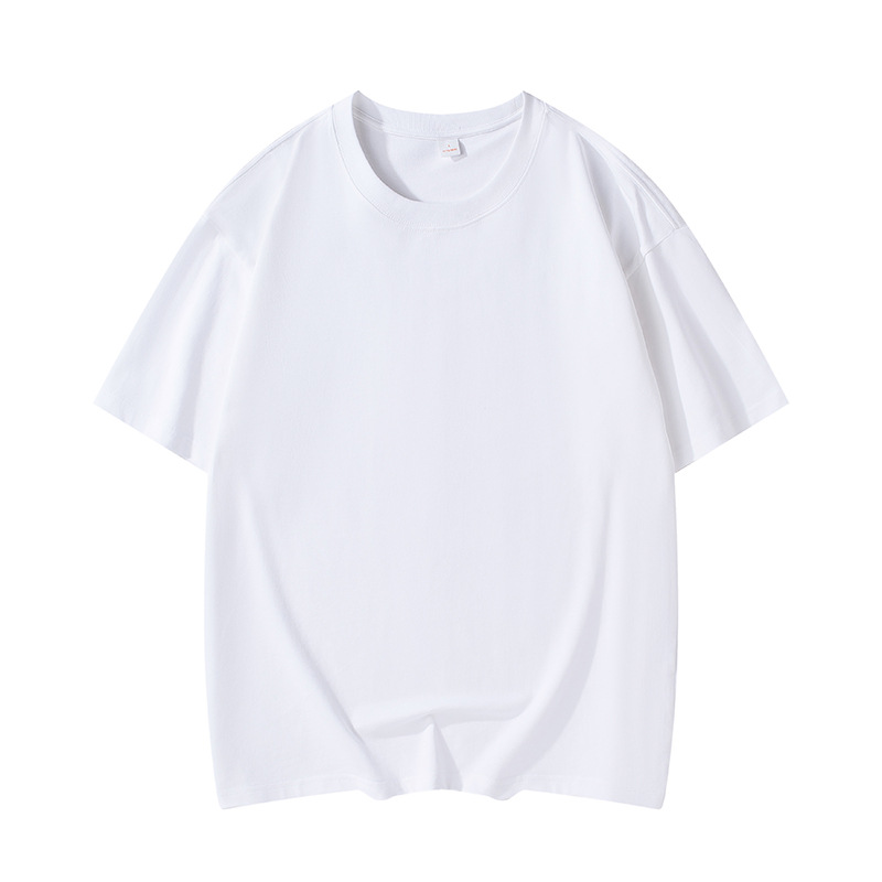 Camiseta blanca de manga corta de algodón puro para hombre, talla europea y americana extragrande de 280 g, personalizada, moderna y fresca para el verano. image 9