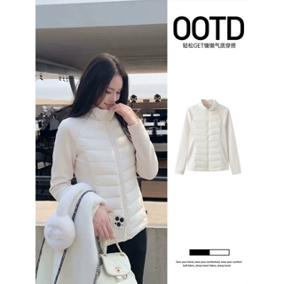 白色显瘦瑜伽排骨服女2026新款秋冬季鸭绒轻薄短款外套收腰羽绒服