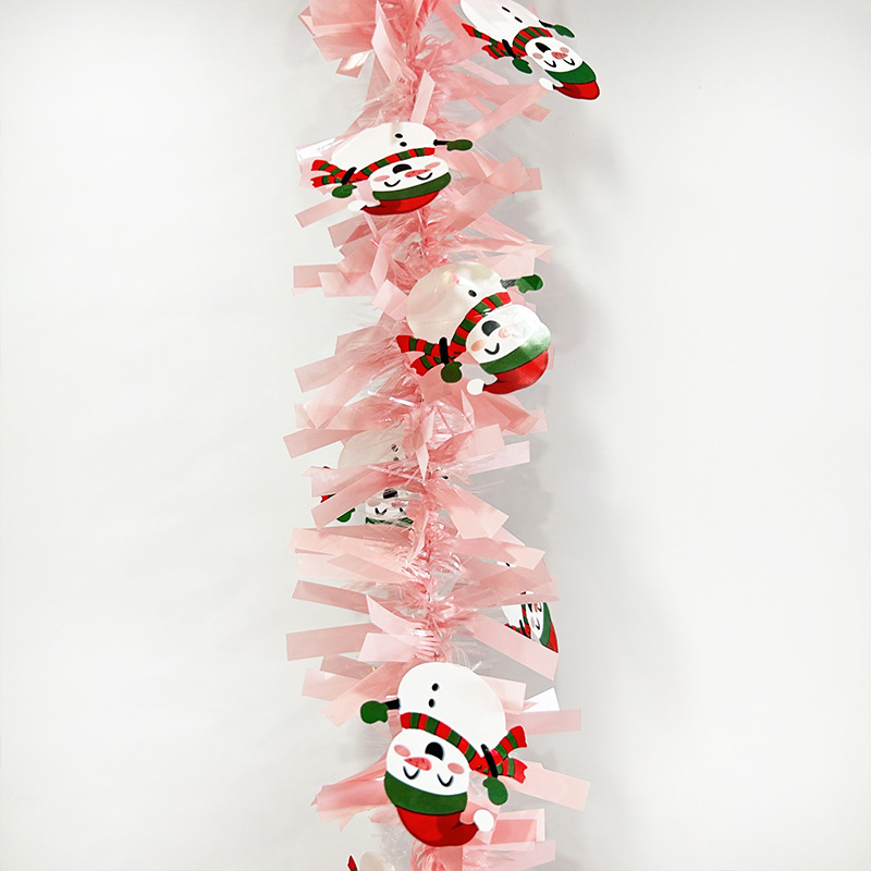 Suministros navideños transfronterizos de 1m, decoración navideña de muñeco de nieve de color macarrón, tiras de lana, suministros de decoración para fiestas