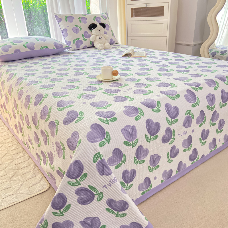 Class A maternal and infant grade cotton single bed cover ins wind small fresh wash cotton padded non-slip sheets three-piece set wholesale