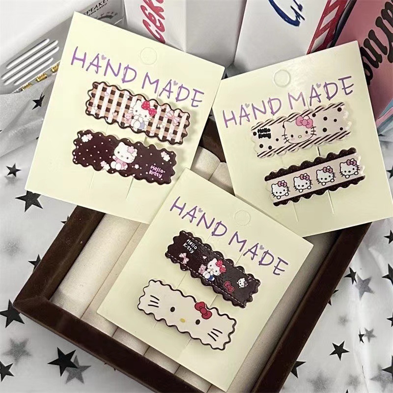 Autumn and winter rice brown square kt cat cute cartoon girl hairpin side bangs clip headdress hairpin broken hair stall