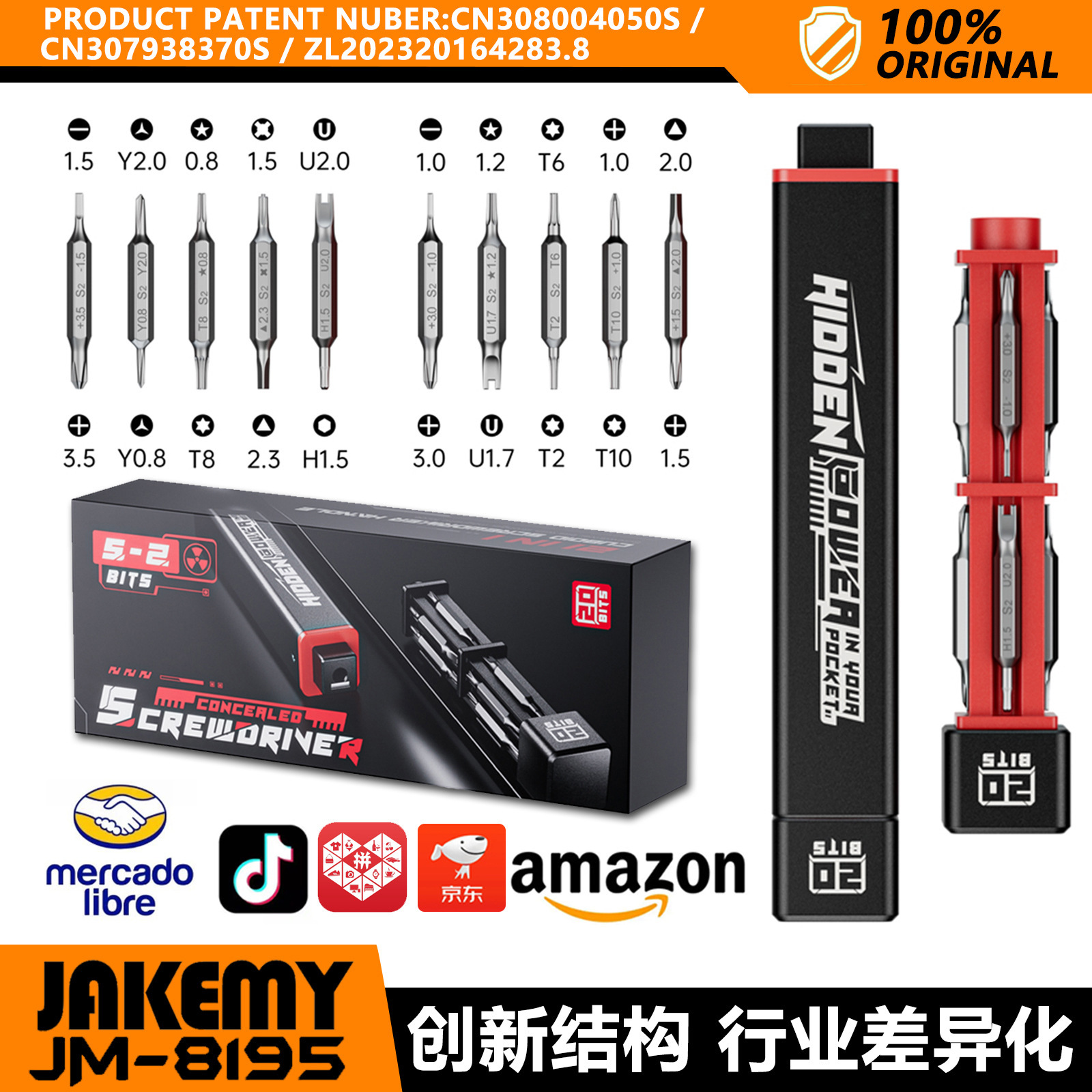 Jm-8195 Multifunctional Precision Screwdriver Tool Set for Home Disassembly, Computer and Mobile Phone Repair 21-in-1