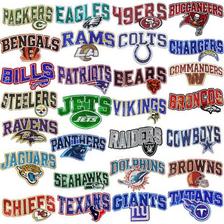 NFL Football League Team Theme Sequin Patch Applique for DIY Clothing Bags Decor