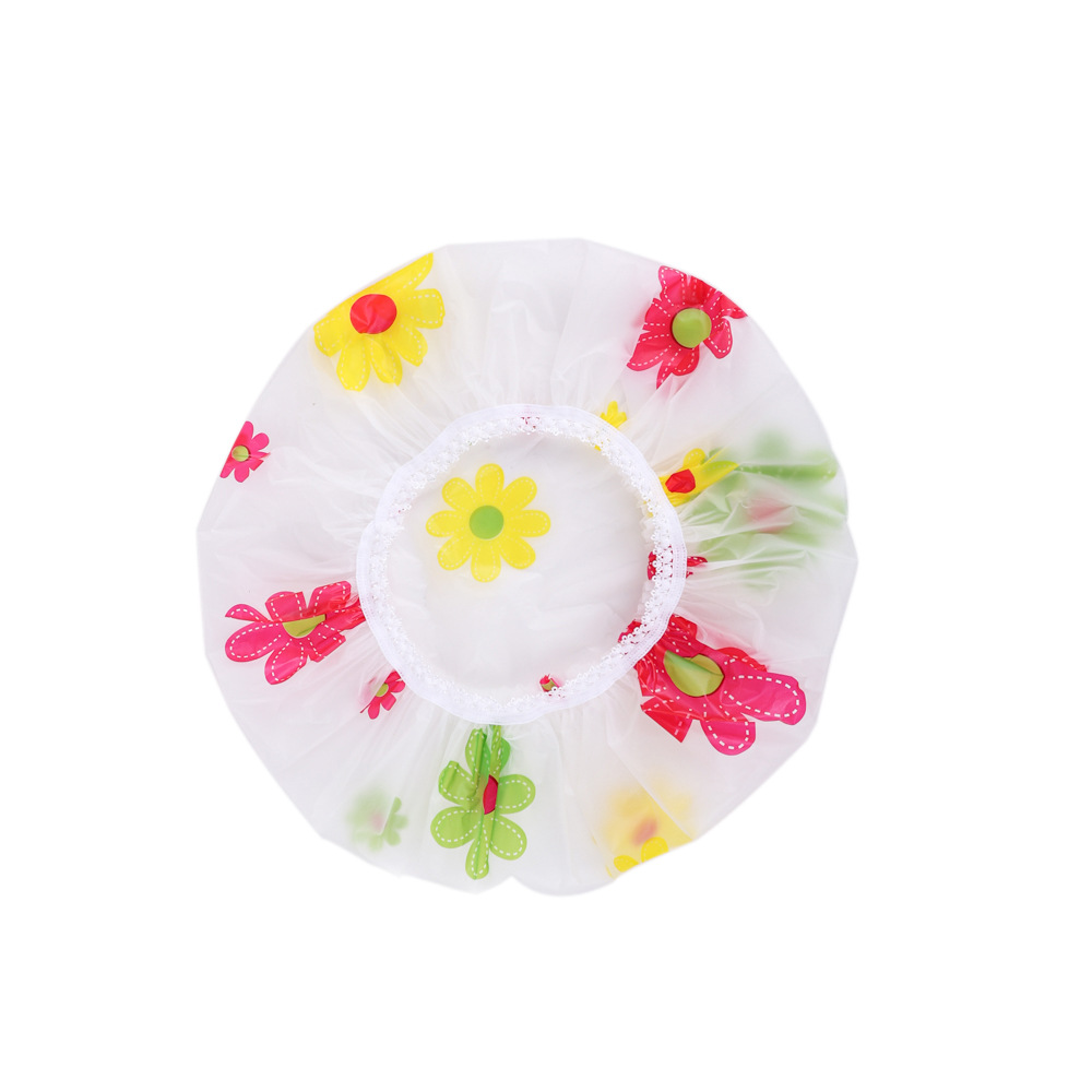 Capas de impresión de PE de una sola capa sombrero de baño más grosado sombrero de baño impermeable sombrero de pelo seco sombrero de ducha sombrero de máscara de pelo sombrero de pelo