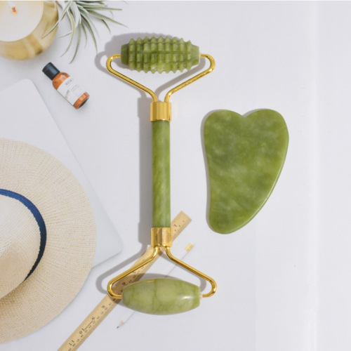 New Product - Green Phoenix Jade Facial Massager for Slimming Face with Dual-Head Jade Stones, Facial Care Meridian Gua Sha Board with Rollers
