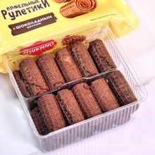 俄罗斯黄卷进口炼乳蜂蜜奶酪威化蛋卷香酥可口休闲零食整箱小包装