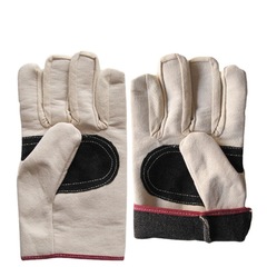 24線帆布手套短款雙層白甲布電焊工手套焊接加厚工作勞保帆布手套