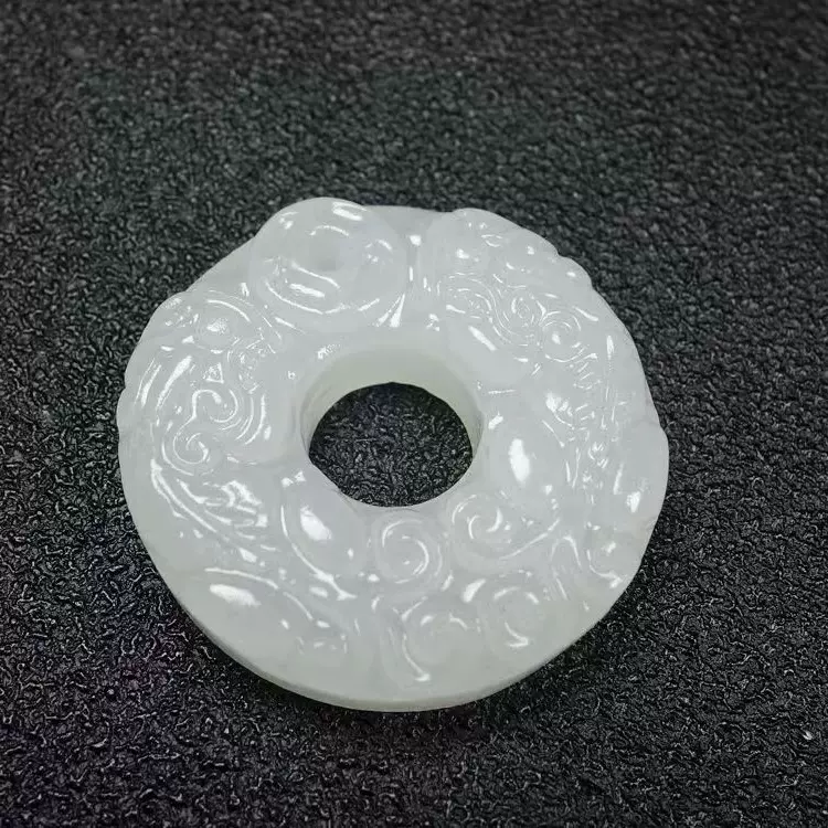 供应玉器A货阿富汗玉青白双貔貅吊坠 平安扣玉石玉佩厂家批发