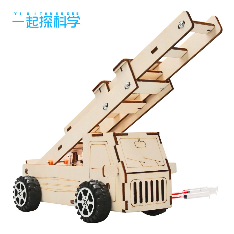Science and technology small production fire ladder car DIY young students stem education science experiment teaching materials wholesale