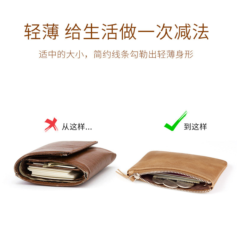 Cartera pequeña, mini bolso de moneda de cuero para hombre, bolso de tarjeta de cambio simple multifuncional, bolso de dinero ultrafino, mano para mujer, hombre