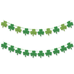 跨境愛爾蘭節幸運草拉花紙質三葉草撒粉拉旗掛飾橫幅批發定做
