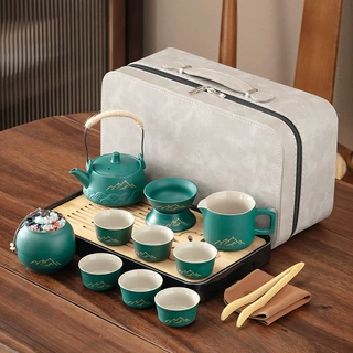 全套家用功夫茶具套装办公室复古轻奢简约高档粗陶茶具陶瓷伴手礼