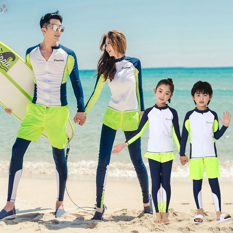 Promoción a mitad de precio pantalones de mangas largas para padres e hijos trajes de buceo conservadores trajes de baño de mangas largas trajes de baño deportivos de surf para parejas