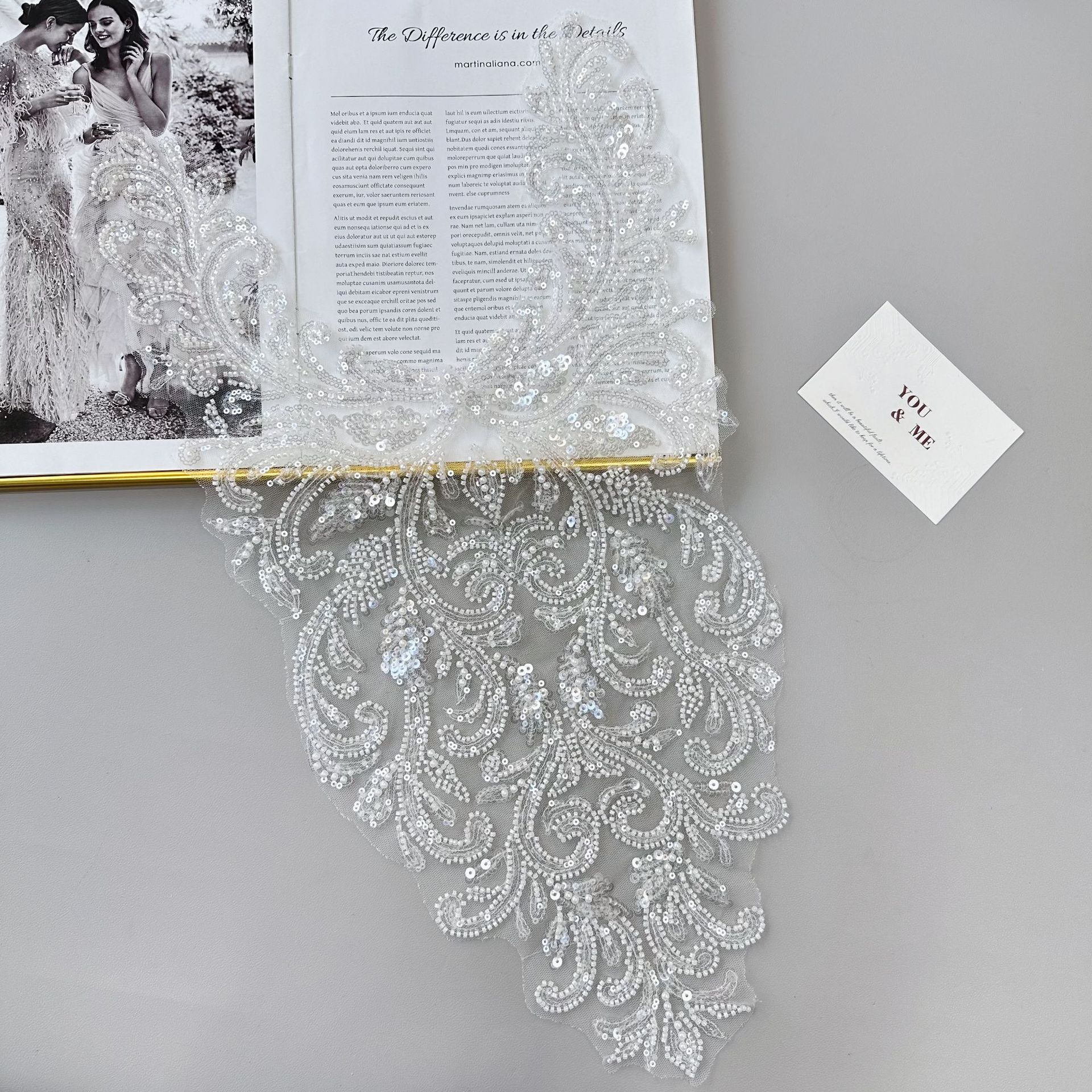 Blanco fondo de malla sequinilla flor pegatinas de hueso bordado flor de encaje vestido de cuello falso vestido de baile accesorios image 3