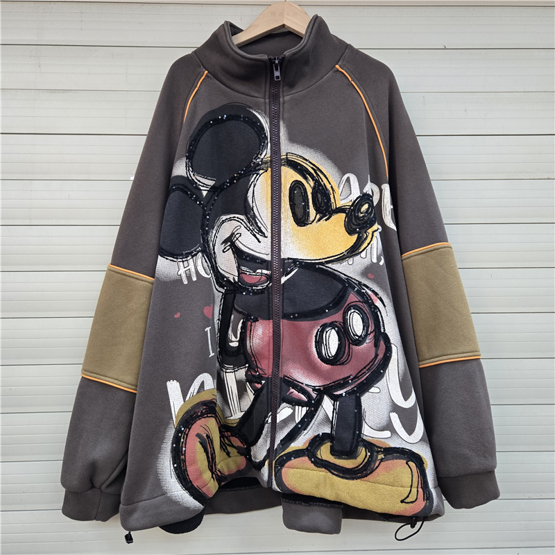 Sudadera Holgada Térmica de Algodón con Cuello Alto e Estampado image 1