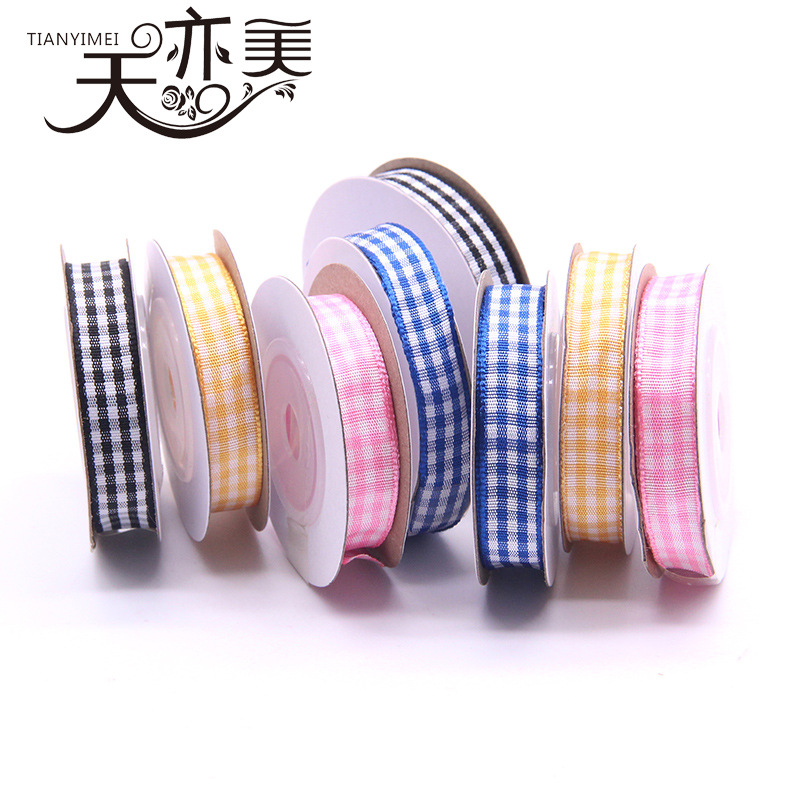 Tianyi Mei suministra cinta escocesa transfronteriza 1cm cinta a cuadros pequeño rollo 5 yardas fábrica al por mayor