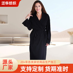 厂家黑色全棉浴袍吸水浴巾女加厚柔软吸水速干家居睡衣洗澡浴袍