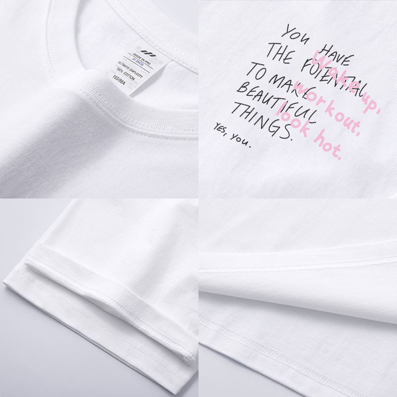 メンズストリートファッションレタープリントTシャツ半袖メンズラウンドネックニッチデザイントレンドTシャツカジュアルで万能なトップス|undefined