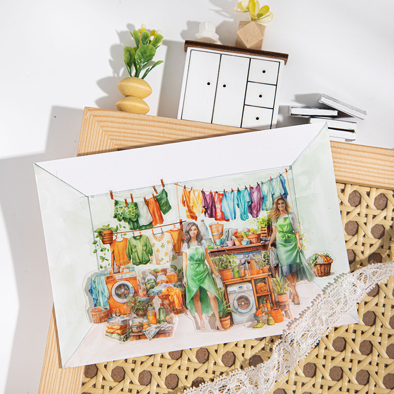 Un día hermoso, cinta ligera retro para la vida del hogar, serie diaria de fin de semana, cinta adhesiva para el paisaje de cuentas a mano