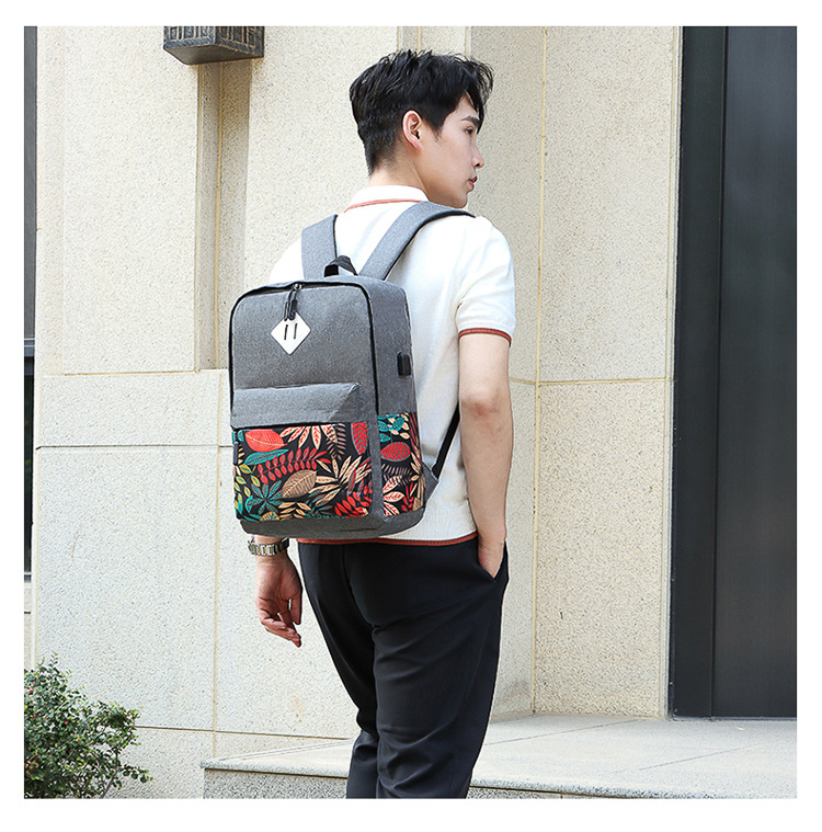 Unisex Blume Oxford-stoff Reißverschluss Funktioneller Rucksack Laptop-rucksack display picture 7