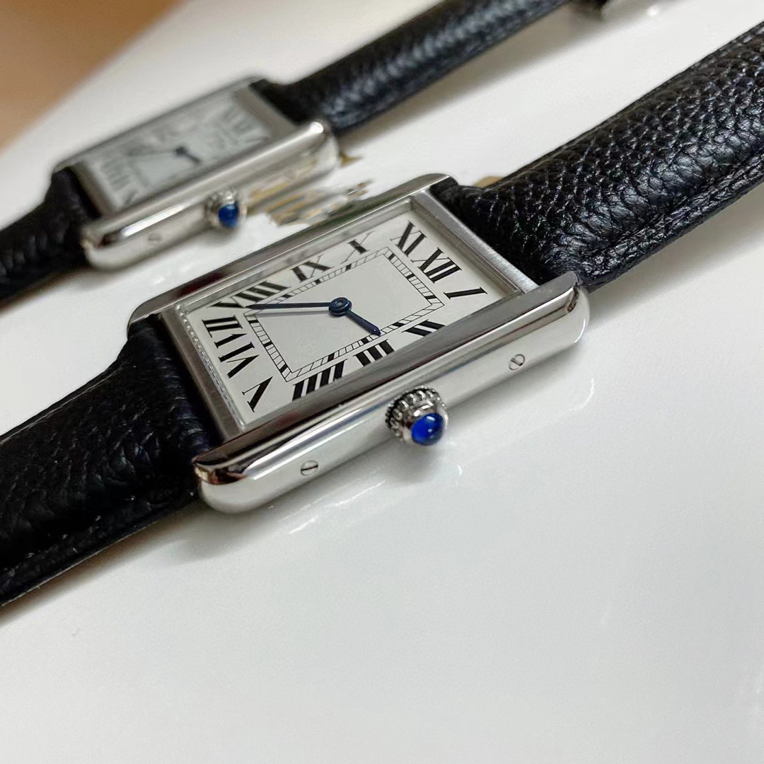 Unisex Quartz Wrist Watch Minimalist Blue Hands Square Dial_voghion.com