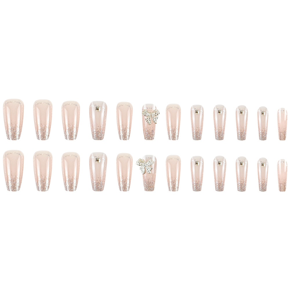 24 piezas de arte de uñas de ballet de diamantes de punto de explosión, piezas de uñas postizas terminadas, piezas de uñas de vestir de estilo puro y exquisitas de moda