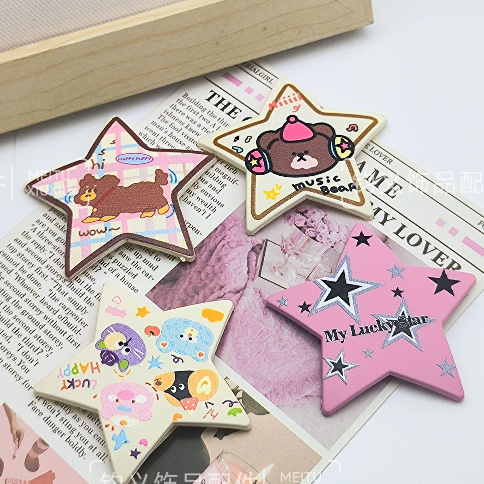 달콤한 시원한 곰 다섯개 별 패치 DIY 액세서리 신발 꽃 머리핀 신발 버클 휴대 전화 케이스 액세서리 소재 도매