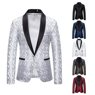 European and American Men's Autumn and Winter Color Jacquard Fashion Design Formal Men's Lapel Suit Jacket Xz56
