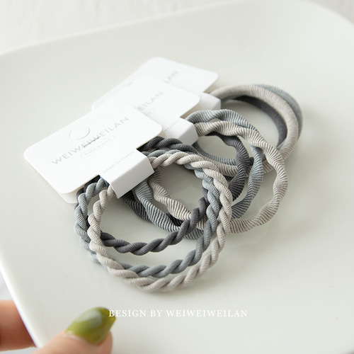 1 card 3 simple gray hair rope set ins cold style versatile basic high elastic rubber band small leather case for women