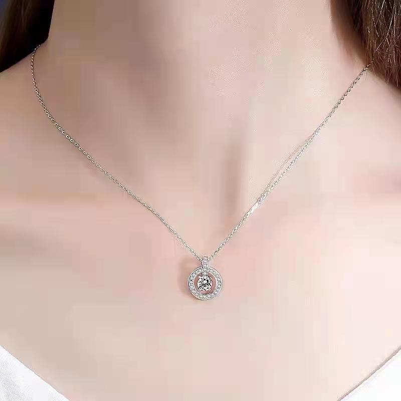 Moda coreana ronda Super flash collar micro incrustaciones ZIRCON clavícula colgante corazón latiendo red joyería caliente