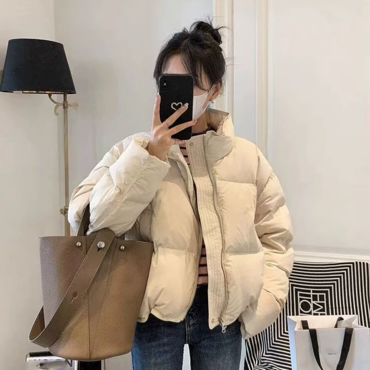 Down jacket for teens, Korean style, down filled, lightweight warm oversize