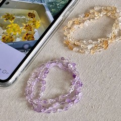 原创设计ins风不规则渐变冰透天然黄紫水晶S925纯银碎银子手链女