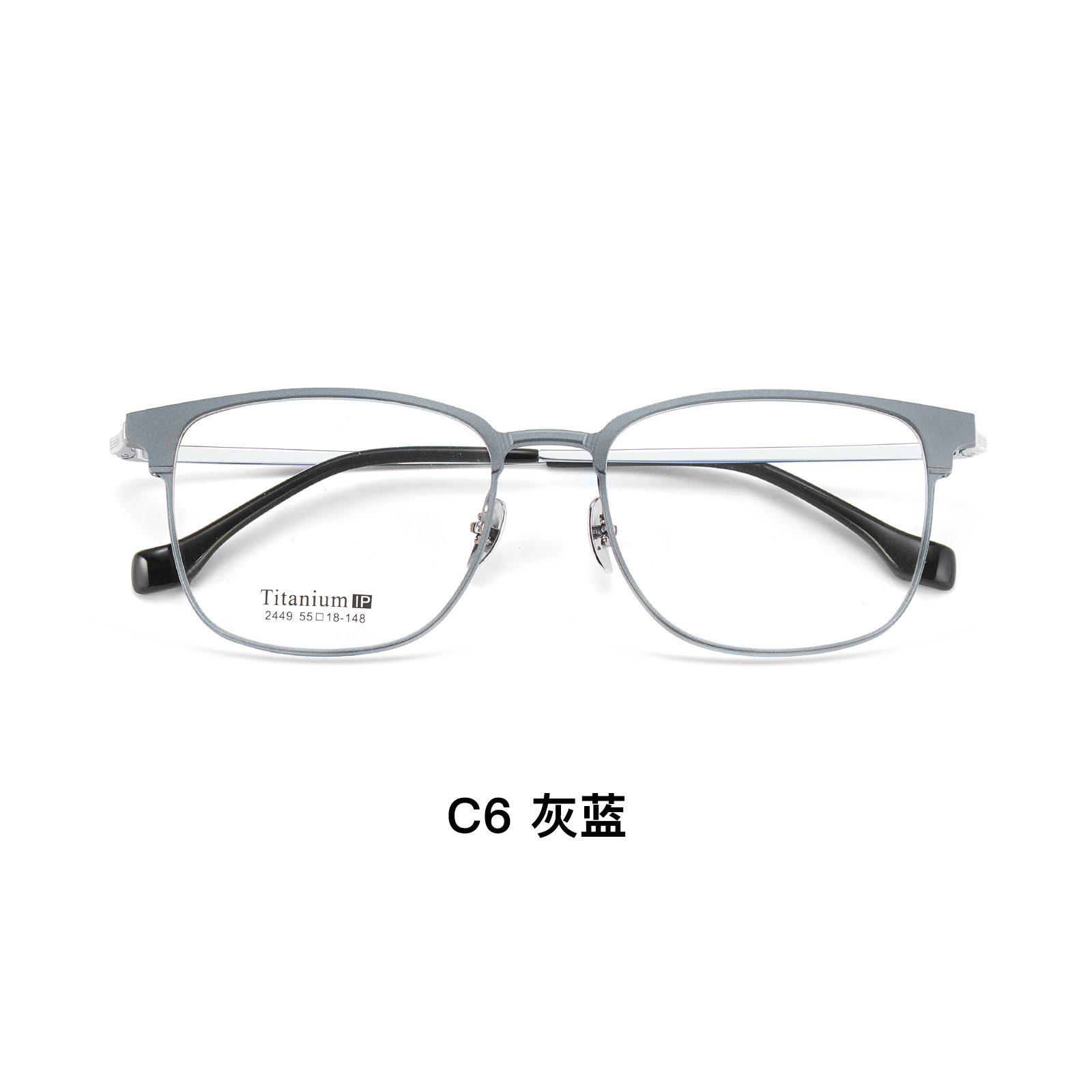 Luz de lujo simple negocio aluminio magnesio titanio puro cuadrado gafas redondas Marco de vacío IP pierna de titanio sin clip de la cara puede ser equipado con la miopía Danyang lote