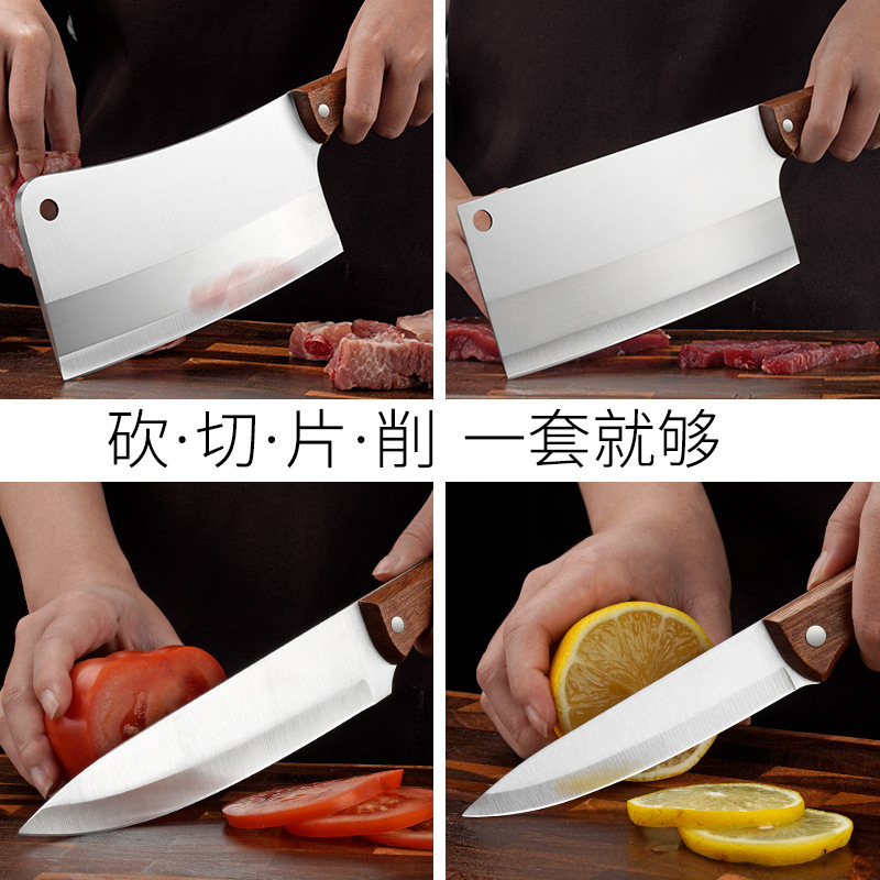 Cuchillo de cocina doméstico cuchillo de acero inoxidable cuchillo de corte de cocina cuchillo de frutas afilado cuchillo de corte de huesos combinación