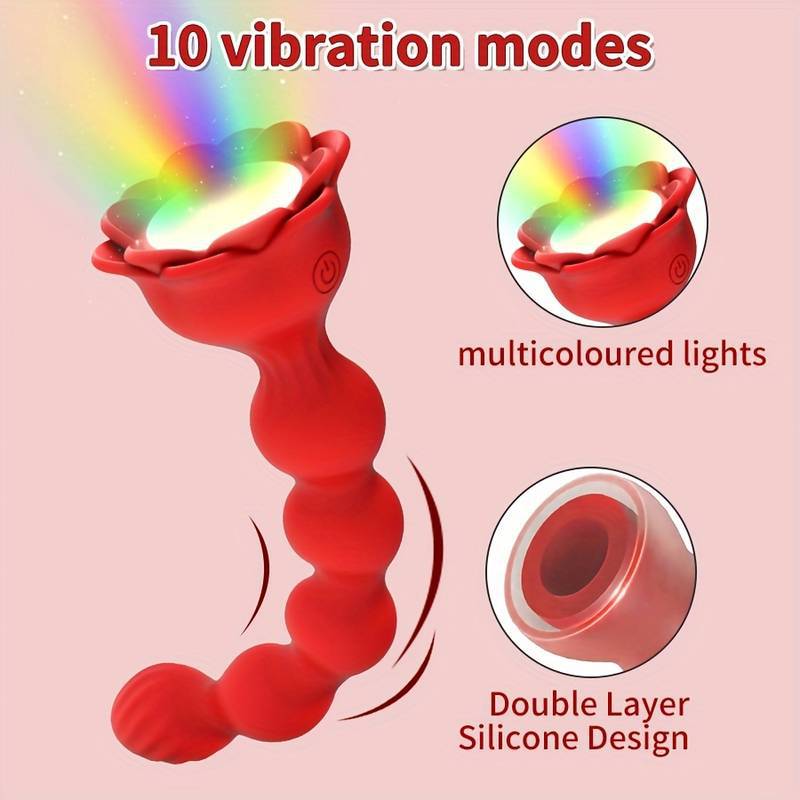 Glowing Remote Control Rose Anal Plug Prostate Massager Vibrator_voghion.com