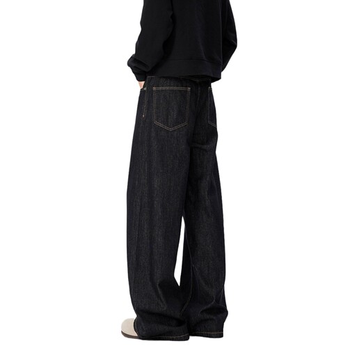 Vintage American Cleanfit Wide Leg Denim Jeans for Men - Trendy Brand Loose Tapered Straight Leg Casual Ground-Long Pants