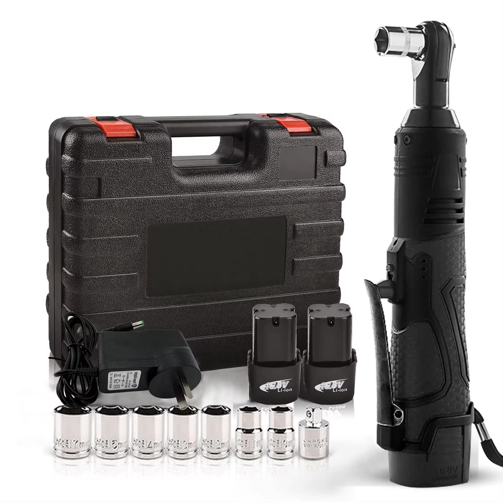 16.8V llave de trinquete eléctrica de litio recargable 90 grados ángulo llave eléctrica curva de ángulo recto 3 / 8