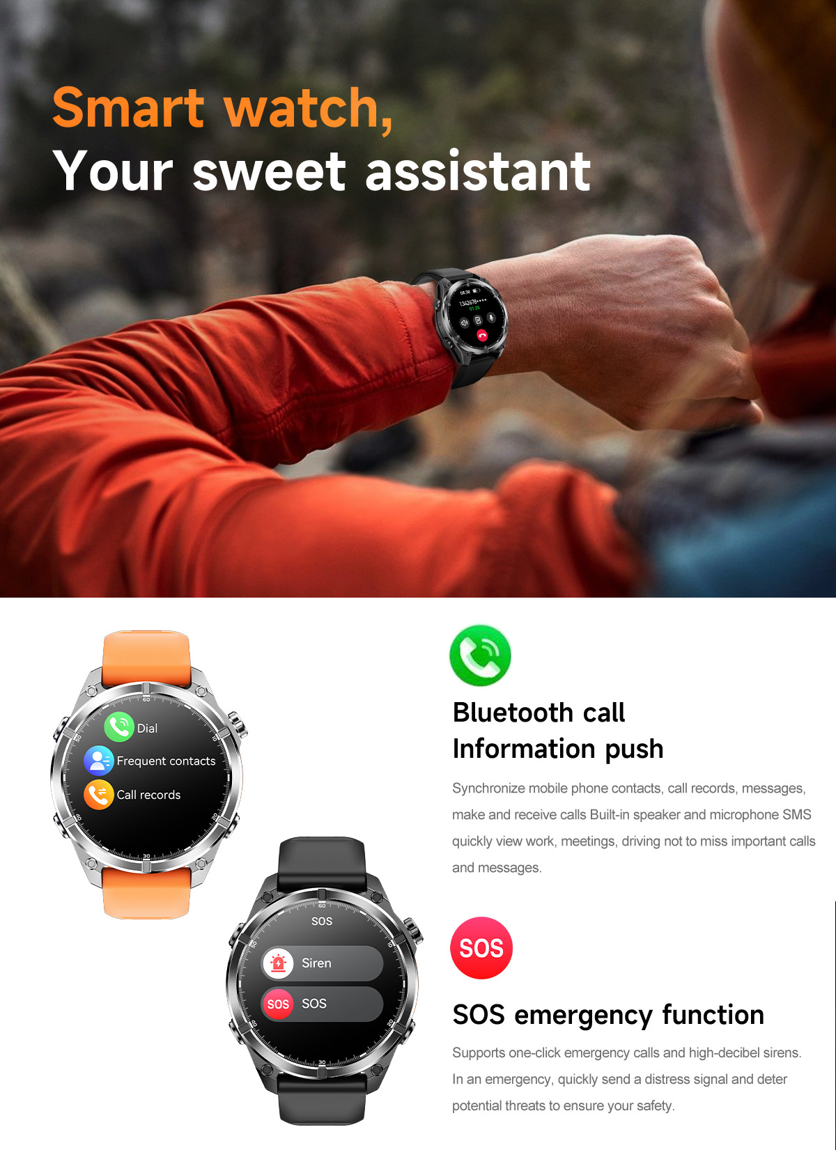 Smartwatch With Bluetooth Calling And Led Flashlight Sports Watch_voghion.com