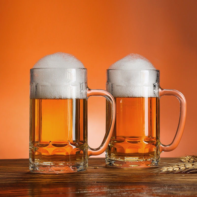 ビールカップ大容量インターネット有名人ビールカップ商業大型ガラスカップハンドル付きクリエイティブクラフトビールカップ新しいスタイル|undefined