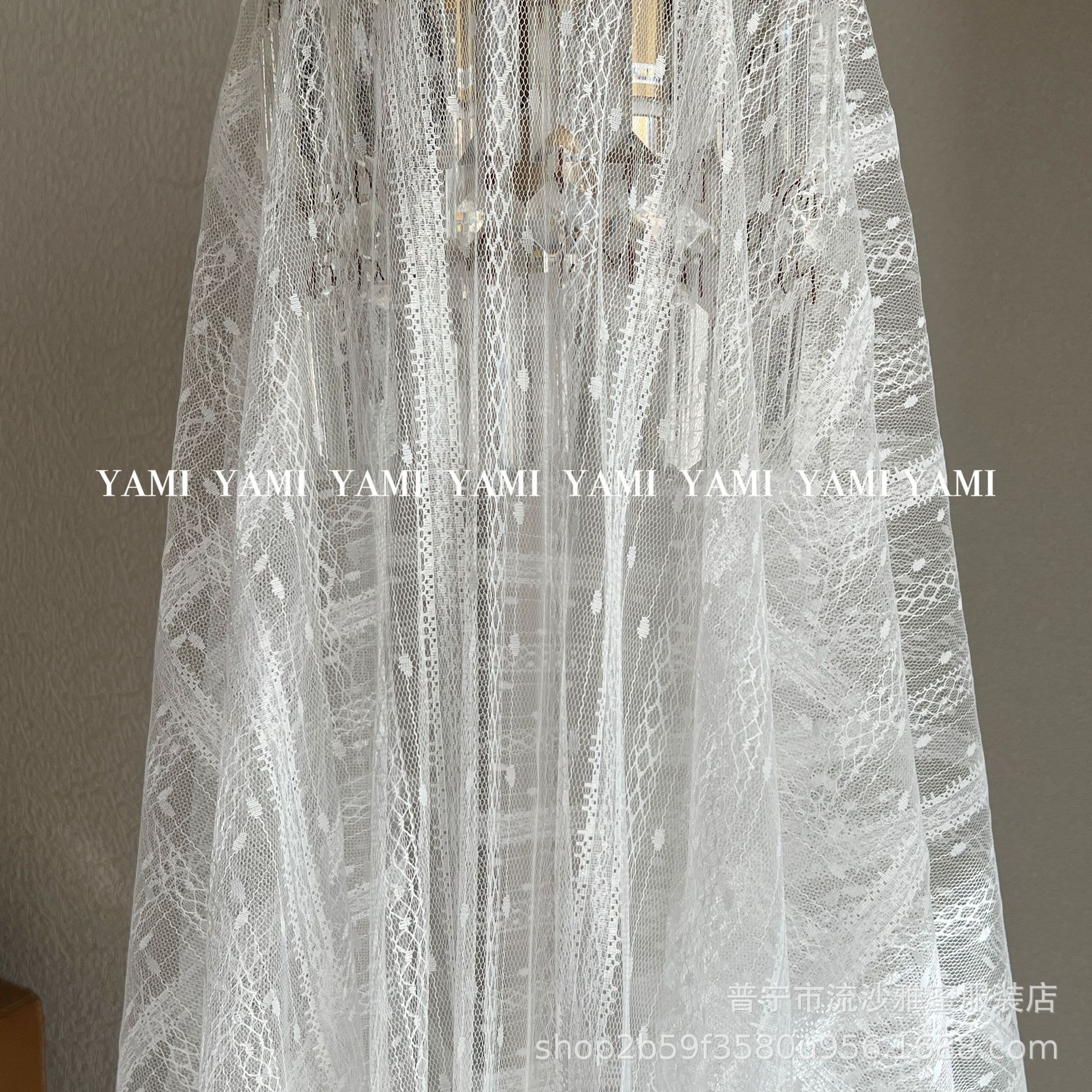 Fabricantes al por mayor poliéster red de tela vertical puntos Jacquard ropa infantil Lolita Hanfu material ropa de tela