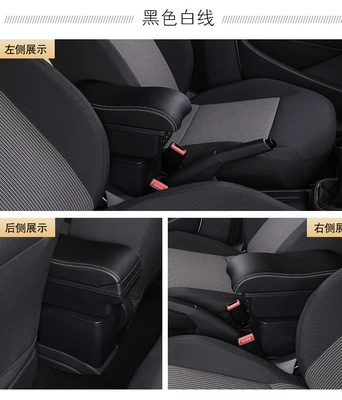 modified interior accessories armrest, Armrest box - small-curved-double-layer-with-3usb-black-white-line