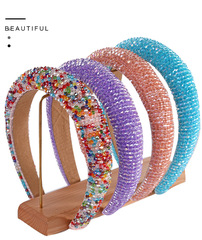 ins熱賣韓國海綿帶鑽韓版髮帶歐美巴洛克頭箍寬邊水鑽發箍批發