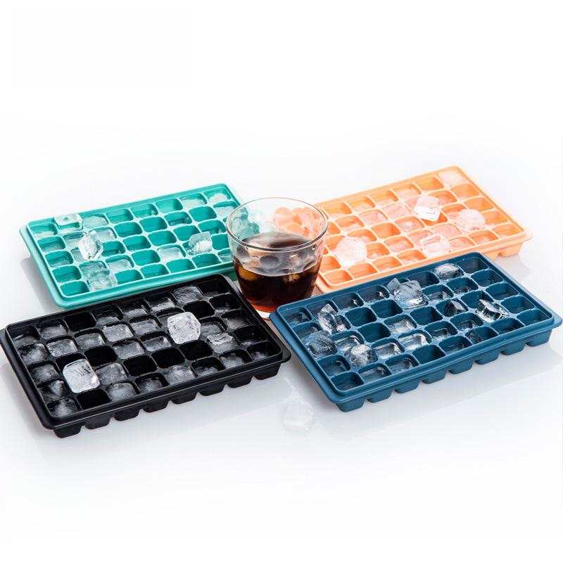 創意款40孔帶蓋小冰格 方形冰塊硅膠製冰盒 家用硅膠冰塊冰格模具