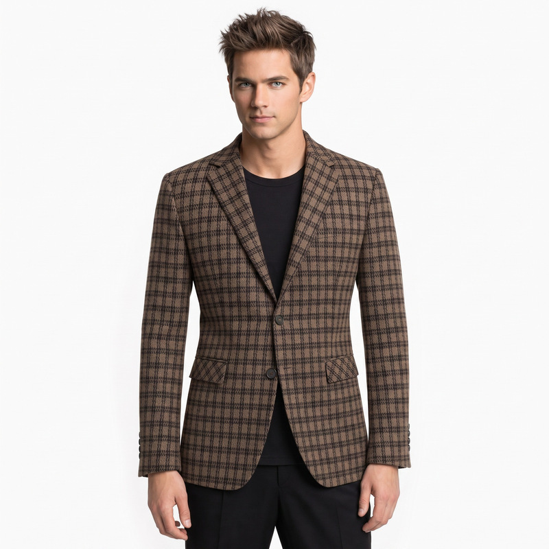 Cross-border supply Amazon hot-selling men's plaid slim-fit casual blazer autumn and winter business jacket AliExpress Cross-border supply Amazon hot-selling men's plaid slim-fit casual blazer autumn and winter business jacket AliExpress