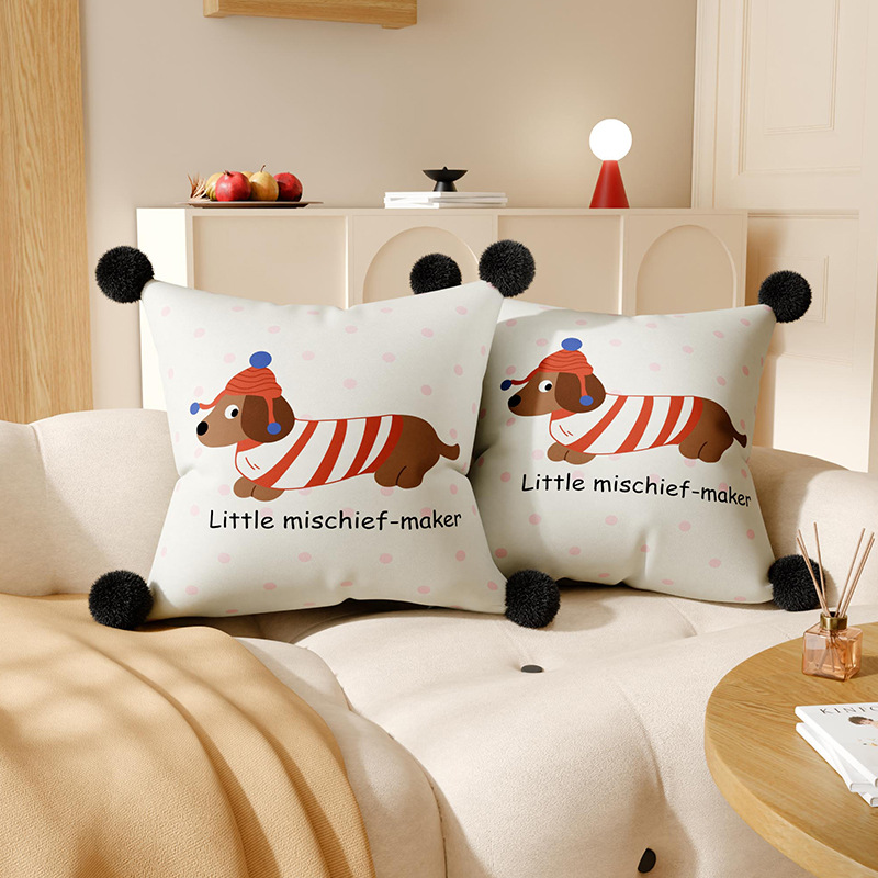 Almohada de perro salchicha de dibujos animados con núcleo lindo sofá creativo almohada ins cama de viento ambiente cojín almohada de cintura